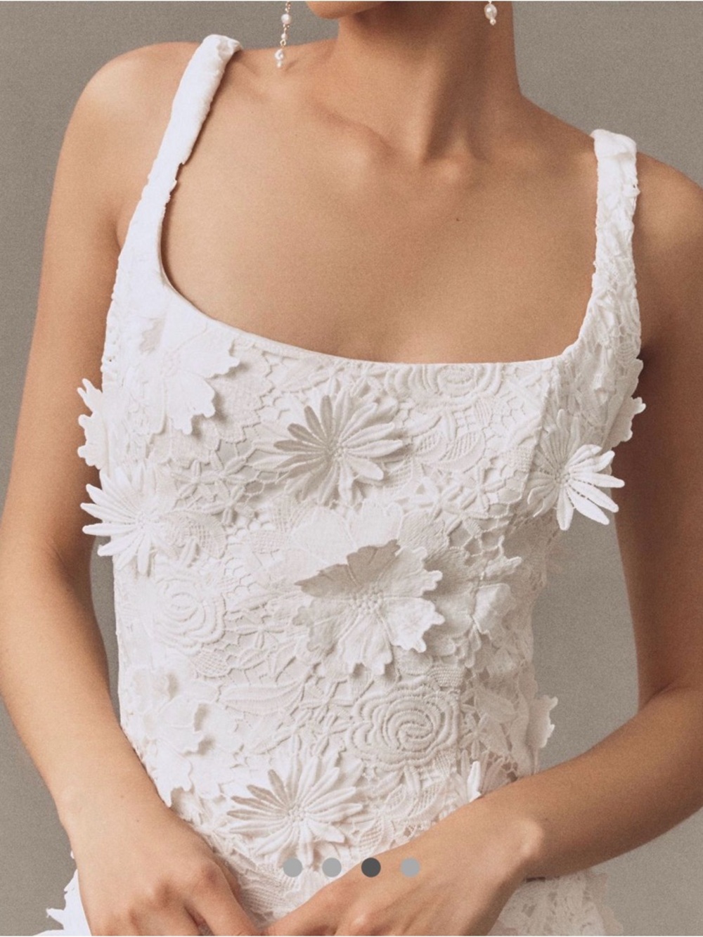 NEW Bardot Marico White Midi Dress Bodice Square Neckline, 3D Lace, US Sz 10 - Picture 3 of 5